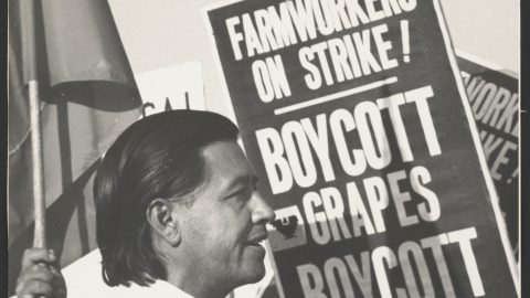 Una de las fotografía es de César Chávez, amigo de Ruiz y cofundador del sindicato United Farm Workers.