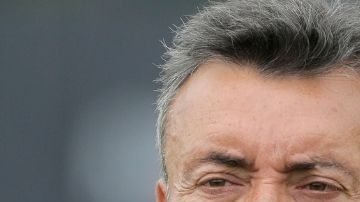 New York City Football Club's manager Domenec Torrent walks over to reporters after practice in Orangeburg, N.Y., Monday, July 23, 2018. (AP Photo/Seth Wenig)