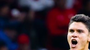 Toluca, Estado de México, 30 de noviembre de 2024. Israel Reyes en festejo, durante el partido de vuelta de los Cuartos de Final del torneo Apertura 2024 de la Liga BBVA MX, entre los Diablos Rojos del Toluca y las Águilas del América, celebrado en el estadio Nemesio Diez. Foto: Imago7 / Diego Padilla