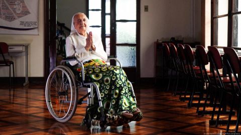 La hermana Inah Canabarro Lucas en una foto a sus 115 años, en Puerto Alegre, Brasil.