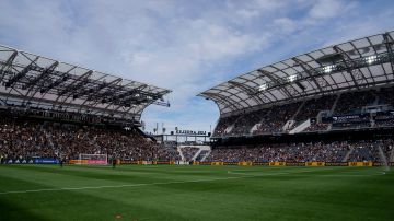BMO Stadium is seen before the Los Angeles FC and the Seattle Sounders MLS soccer match, Saturday, Feb. 24, 2024, in Los Angeles. (AP Photo/Eric Thayer)