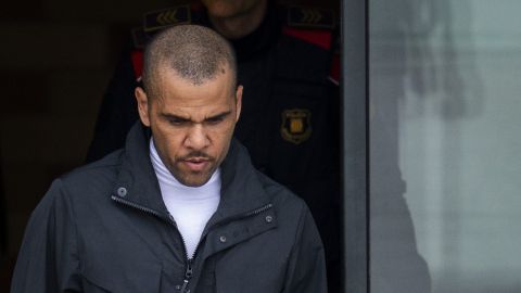 Brazilian soccer star Dani Alves leaves Brians 2 penitentiary center in Sant Esteve Sesrovires, near Barcelona, northeast, Spain, Monday, March 25, 2024. A Spanish court says Dani Alaves has deposited a bail of one million euros required for his release from prison and will also have to hand over his passports while appealing a rape conviction in Barcelona. (AP Photo/Emilio Morenatti)