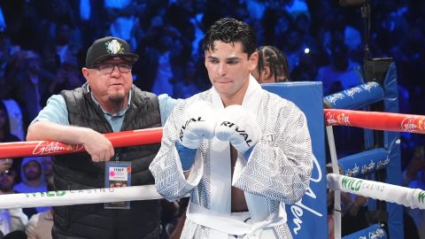 Ryan Garcia arrives for his super lightweight boxing match against Devin Haney Sunday, April 21, 2024, in New York. Garcia won the fight. (AP Photo/Frank Franklin II)