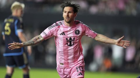 Lionel Messi celebra uno de sus goles con Inter Miami.