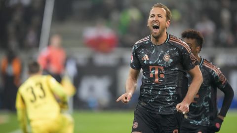 Harry Kane celebra un gol con el Bayern de Múnich.