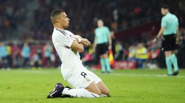 Kylian Mbappé en celebración de gol.