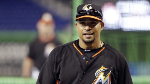 Miami Marlins second baseman Rafael Furcal (15) smiles during batting practice before a baseball game against the against the Atlanta Braves, Wednesday, April 30, 2014, in Miami. (AP Photo)