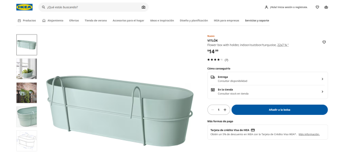 La maceta es ideal para colgar tus plantas favoritas. Foto: Captura sitio web IKEA.