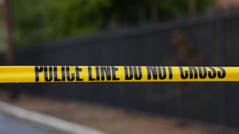 Police tape cordons off an area outside Pennsylvania governor's official residence in Harrisburg, Pa., Monday, April 14, 2025. (AP Photo/Matt Rourke)