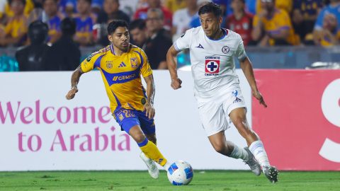 San Nicolás de los Garza, Nuevo León, 23 de abril de 2025. , durante el partido de ida de las Semifinales de la Champions Cup de la CONCACAF 2025, entre los Tigres de la UANL y la Máquina Celeste del Cruz Azul, realizado en el estadio Universitario. Foto: Imago7/