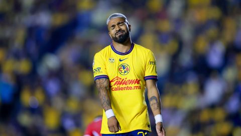 Ciudad de México, 22 de mayo de 2025. Rodrigo Aguirre en lamento, durante el partido correspondiente a la ida de la Gran Final del torneo Clausura 2025 de la Liga BBVA MX, entre las Águilas del América y los Diablos Rojos del Toluca, realizado en el estadio Ciudad de los Deportes. Foto: Imago7/ Eloísa Sánchez