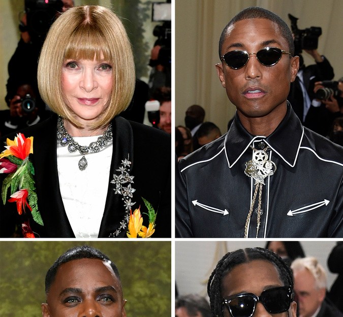 This combination of photos show Anna Wintour, from top left, Pharrell Williams, Lewis Hamilton, Colman Domingo, from bottom left, A$AP Rocky, who will serve as co-chairs, and LeBron James, who will serve as honorary chair for the 2025 Met Gala. (AP Photo)