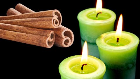 Las velas verdes combinadas con la canela potencian la energía del dinero.