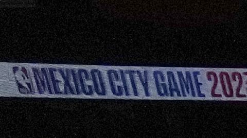The Atlanta Hawks and Orlando Magic play during the first half of an NBA basketball game, at the Mexico Arena in Mexico City, Thursday, Nov. 9, 2023. (AP Photo/Eduardo Verdugo)