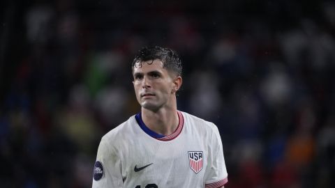 United States' Christian Pulisic in action during the second half in a CONCACAF Nations League quarterfinal second leg soccer match against Jamaica Monday, Nov. 18, 2024, in St. Louis. (AP Photo/Jeff Roberson)