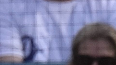 New York Yankees' Ben Rice, left, hits a two-run home run as Los Angeles Dodgers starting pitcher Yoshinobu Yamamoto watches during the third inning of a baseball game Sunday, June 1, 2025, in Los Angeles. (AP Photo/Mark J. Terrill)