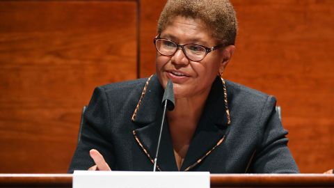 FILE - In this June 17, 2020, file photo, Rep. Karen Bass, D-Calif., speaks during a House Judiciary Committee markup of the Justice in Policing Act of 2020 on Capitol Hill in Washington. (Kevin Dietsch/Pool via AP, File)