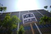 A protester's placard stands near the metropolitan detention center Monday, June 9, 2025, in downtown Los Angeles. (AP Photo/Eric Thayer)
