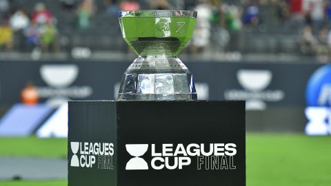 Las Vegas, Nevada. 22 de septiembre 2021. trofeo de la Leagues Cup, durante el partido de la final de la Leagues Cup 2021 entre el Club León y el Seattle Sounders, celebrado en el Allegiant Stadium. Foto: Imago7/Sebastian Laureano Miranda