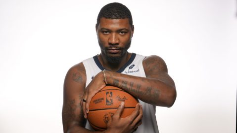 Memphis Grizzlies guard Marcus Smart poses for a portrait during the NBA basketball team's media day Monday, Sept. 30, 2024 in Memphis, Tenn. (AP Photo/George Walker IV)