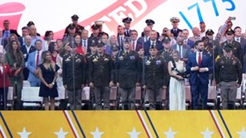 Donald Trump durante el desfile militar