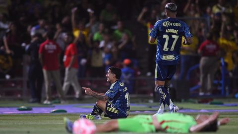 Ciudad Juárez, Chihuahua, 11 de julio de 2025. Alejandro Zendejas en festejo de gol, durante el partido correspondiente a la jornada 1 del torneo Apertura 2025 de la Liga BBVA MX, entre los Bravos de FC Juárez y las Águilas del América, realizado en realizado en el estadio Olímpico Benito Juárez. Foto: Imago7/ José Zamora