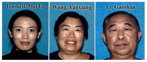 FILE - This undated photo combination provided by the Los Angeles Police Department shows Mei Haskell, left, and her parents, YanXiang Wang and Gaoshan Li. Samuel Haskell IV has been charged with murder for allegedly killing his wife and her parents, then stuffing dismembered body parts into trash bags. Prosecutors say Samuel Haskell of Tarzana was charged Monday, Nov. 13, 2023, with killing Mei Li Haskell and her parents, who vanished the week before. (Courtesy of Los Angeles Police Department via AP,File)