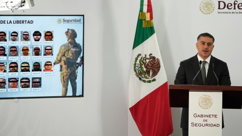 Mexican Security and Citizen Protection Minister Omar Garcia Harfuch gives a news conference about Mexico having sent 29 Mexican drug cartel figures to the U.S., in Mexico City, Wednesday, Aug. 13, 2025. (AP Photo/Fernando Llano)
