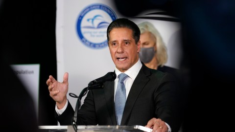 FILE - Miami-Dade County Public Schools Superintendent Alberto Carvalho speaks at a news conference on Tuesday, Nov. 9, 2021, in Miami. The Los Angeles Board of Education has chosen the longtime Superintendent of Miami-Dade County Public Schools to be the next superintendent of Los Angeles Unified School District, the second largest in the nation. The board announced the appointment of Carvalho after a unanimous vote Thursday, Dec. 9, 2021. (AP Photo/Lynne Sladky, File)