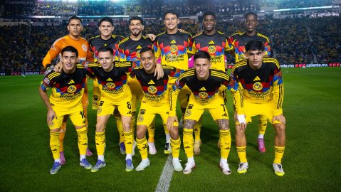 Ciudad de México, 9 de agosto de 2025. Foto de equipo del Club América, durante el partido correspondiente a la jornada 4 del torneo Apertura 2025 de la Liga BBVA MX, entre las Águilas del América y los Gallos Blancos del Querétaro, realizado en el estadio Ciudad de los Deportes. Foto: Imago7/ Diego Padilla