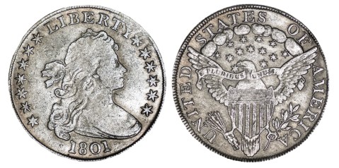 Moneda de un dólar de busto drapeado de 1800