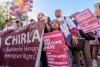 Members of Coalition for Humane Immigrant Rights (CHIRLA) join labor unions, faith organizations, and other immigrant rights and social justice organizations to mark "International Migrants Day" with a rally on Wednesday, Dec. 18, 2024, in Los Angeles. (AP Photo/Damian Dovarganes)