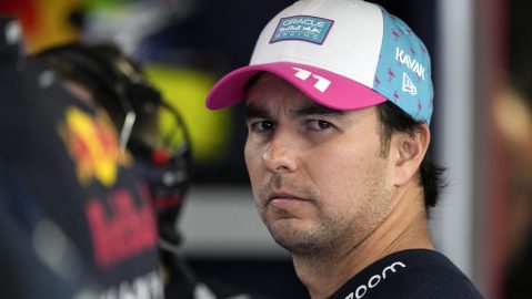 FILE - Red Bull driver Sergio Perez (11) waits for the Formula One Miami Grand Prix auto race to begin at the Miami International Autodrome, Sunday, May 7, 2023, in Miami Gardens, Fla. (AP Photo/Rebecca Blackwell, File)