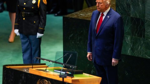 President Donald Trump prepares to address the 80th session of the United Nations General Assembly, Tuesday, Sept. 23, 2025, at U.N. headquarters. (AP Photo/Yuki Iwamura)
