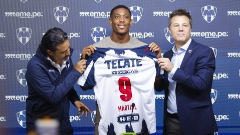 Monterrey, Nuevo León, 19 de septiembre de 2025. durante la presentación del frances Anthony Martial como refuerzo de los Rayados de Monterrey para el torneo Apertura 2025 de la Liga BBVA MX, realizado en el estadio BBVA. Foto: Imago7/