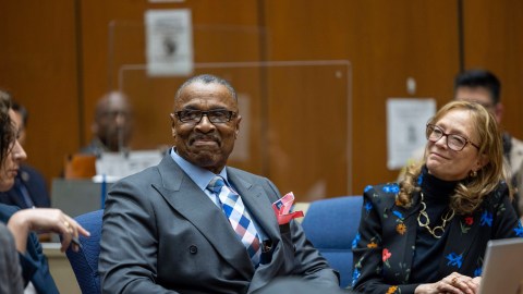 FILE - Maurice Hastings, who spent more than 38 years behind bars for a 1983 murder he did not commit, appears at a court in Los Angeles where a judge officially found him to be factually innocent on March 1, 2023. (J. Emilio Flores/Cal State LA News Service via AP, Pool)