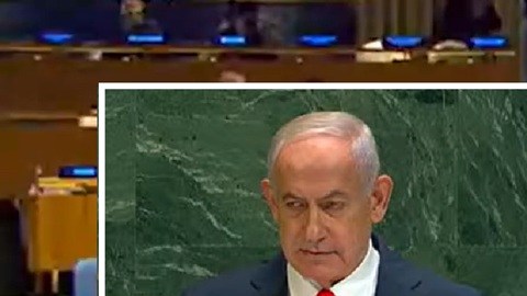 El primer ministro de Israel, Benjamin Netanyahu, ofrece discurso ante la ONU.