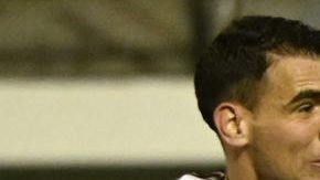 Imagen del primer gol del Ourense, el que inició la remontada sobre el Oviedo.