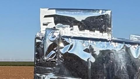 Mujer presencia caída de objeto espacial en terreno agrícola