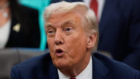 President Donald Trump speaks in the Oval Office of the White House before signing an executive order regarding childhood cancer and the use of AI, Tuesday, Sept. 30, 2025, in Washington. (AP Photo/Alex Brandon)