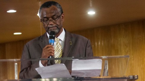 FILE - Los Angeles City council member Curren Price Jr., speaks at the Paradise Baptist Church in Los Angeles on Aug. 19, 2014, during a community forum. Prosecutors charged Price, with embezzlement and perjury on Tuesday, June 13, 2023. The criminal case is the latest one to upend the scandal-plagued governing board of the nation's second-largest largest city. (AP Photo/Ringo H.W. Chiu, File)