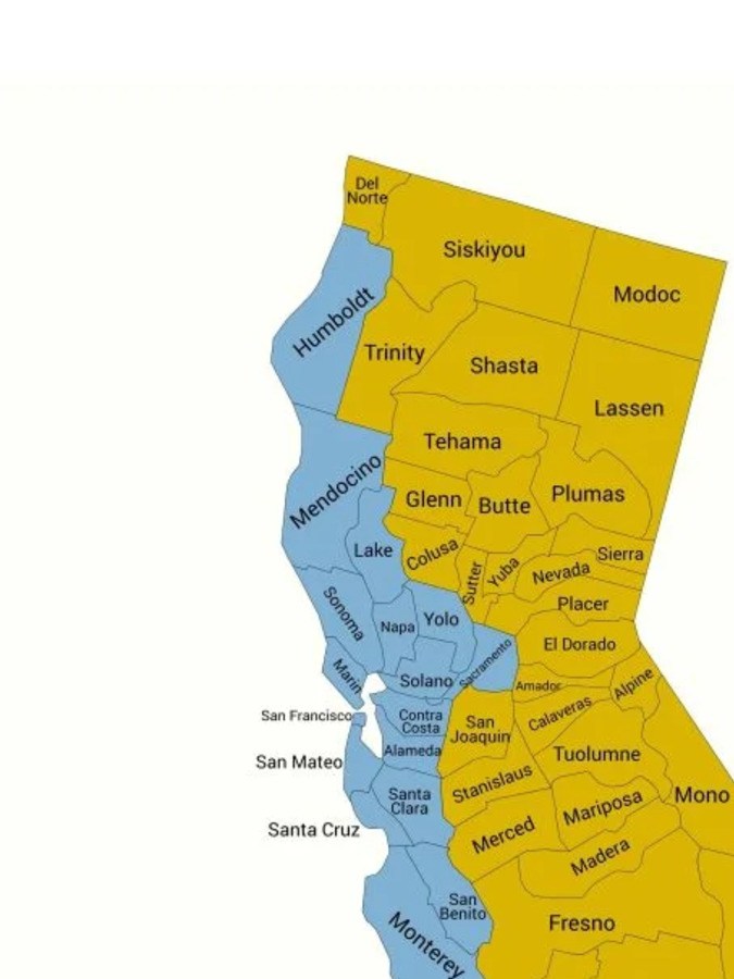Propuesta para dividir a California en dos estados.