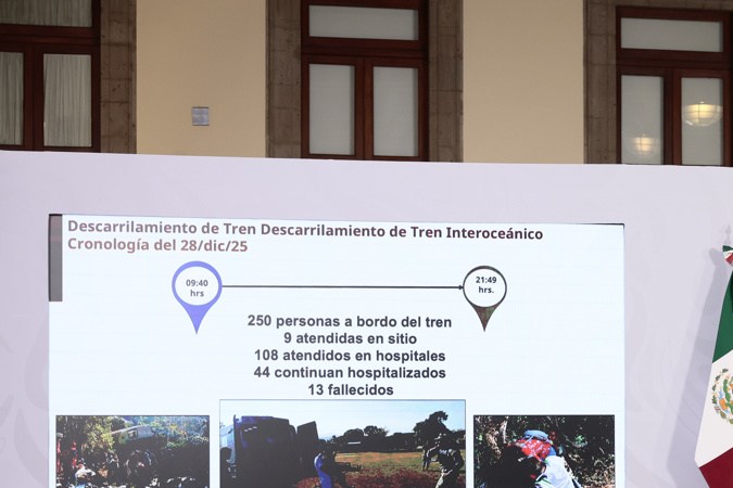 Sheinbaum pide esclarecer con “mucho rigor” que fue lo que pasó en el descarrilamiento del tren Interoceánico en Oaxaca