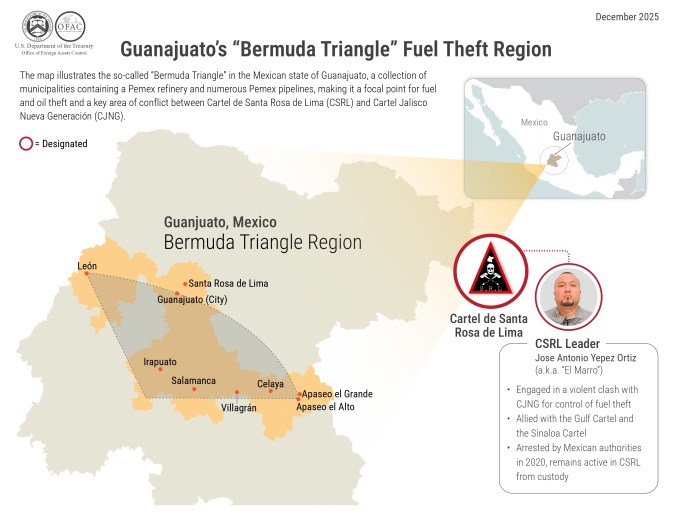 El Departamento del Tesoro sanciona al cártel mexicano Santa Rosa de Lima y a su líder por robo de combustible