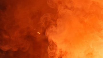 Ilustración generada con inteligencia artificial que muestra una bengala encendida en un espacio cerrado con presencia de humo y personas expuestas al riesgo.