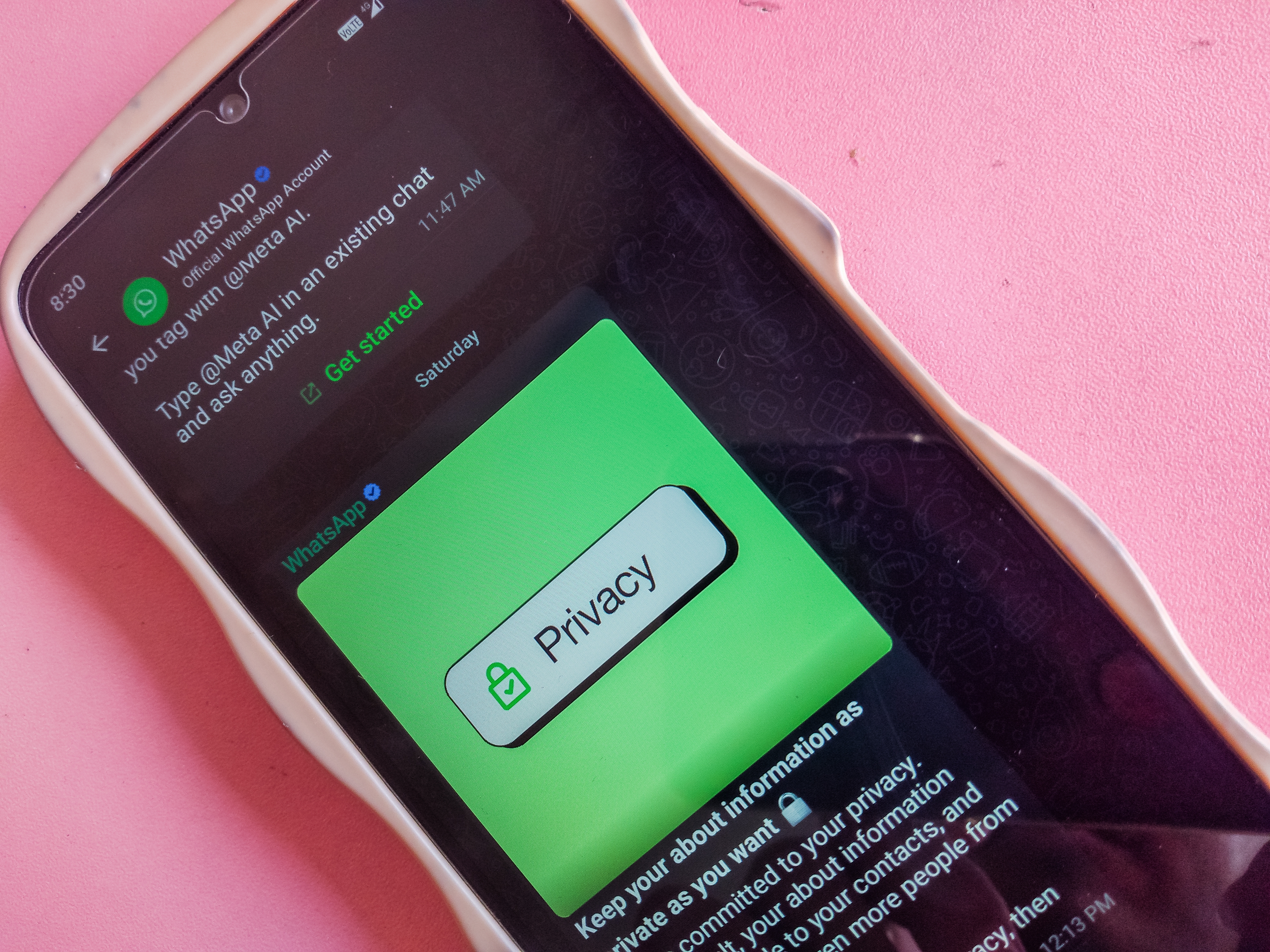 Ajustes de privacidad en WhatsApp con mensajes temporales activados