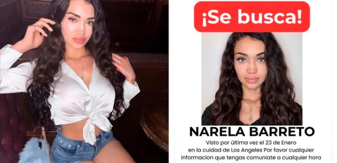 Los carteles con la búsqueda desesperada de Narela Micaela Márquez Barreto.