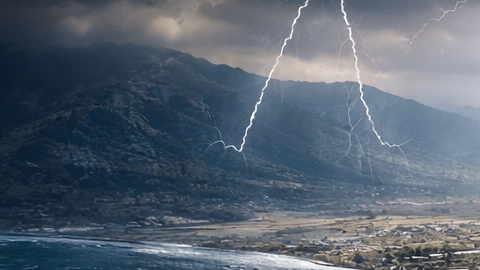 Ilustración de un sismo con mapa geográfico, falla tectónica y registro sísmico, usada para explicar proyecciones de terremotos.