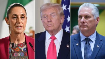 La presidenta de México, Claudia Sheinbaum; el presidente de EE.UU., Donald Trump, y el mandatario de Cuba, Miguel Díaz Canel.