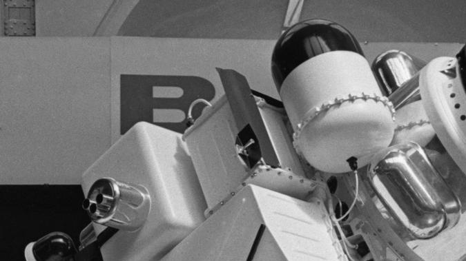 Un modelo de la sonda Luna 9 fue exhibido en el Pabellón Cosmos de Moscú en 1967, un año después de su histórico alunizaje en la Luna.